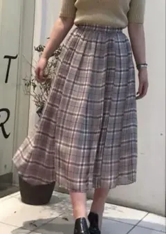 SNIDEL スナイデル チェックランダムプリーツロングスカート