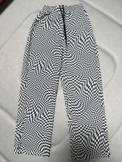 X-girl　チェッカーフラッグ柄 イージーパンツ モノトーン ウエストゴム