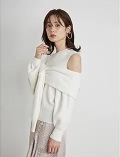 SNIDEL スナイデル デフォルメーションニットトップス ホワイト