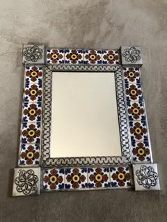 レトロ】メキシコブリキタイルミラー壁掛け鏡