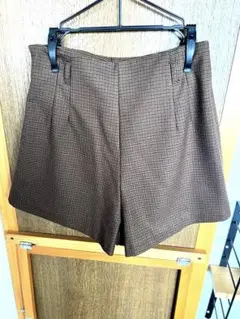 【美品】ZARA ザラ チェック柄 スコート パンツ 酱色 S