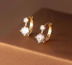 人工ダイヤ　ピアス　フープ　silver925　一粒 ゴールド　シルバー925