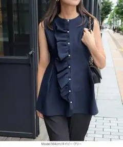 新品未使用 神戸レタス ペプラム ニットベスト ネイビー