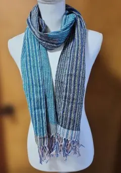 さをり織り☆手織りマフラー【saori一点物】120×30cm ウール×カシミヤ