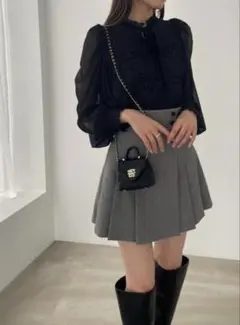 snidel グレー サイドプリーツスカショーパン ミニスカート