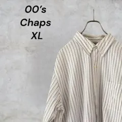 【ビッグサイズ】CHAPS チャップス ストライプ柄 BDシャツ 刺繍ロゴ XLのサムネイル