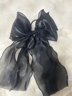 黒のシフォンリボンヘアアクセサリー
