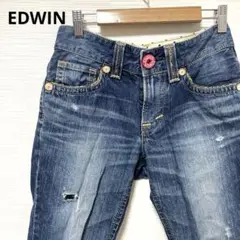 EDWIN 408XVL ミスエドウィン ダメージデニムパンツ　XS