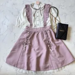 新品　リズリサ　姫系　レースリボンフリルワンピース　ジャンスカ　Y2K ピンク