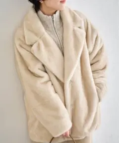 anuke Eco Minkfur Jaket アイボリー 36