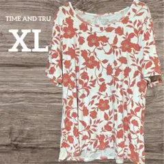 TIME AND TRU フラワープリント 半袖Tシャツ XL