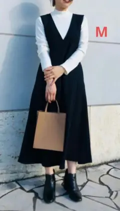 ユニクロUNIQLO　ブラッシュドジャージージャンパースカート　ダークグレー