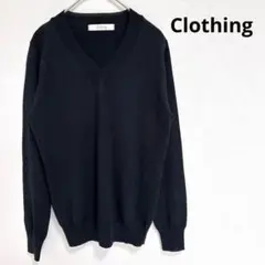 Clothing Vネックニット　薄手　シンプル　カジュアル　黒ニット　上品