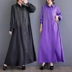 大きいサイズ ロング　ワンピース　シャツ　レディース 秋冬　春 新品 長袖