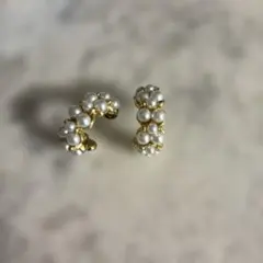 ゴールド パール フラワー風ピアス