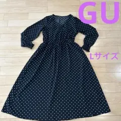 ドット　ワンピース　黒　GU Lサイズ