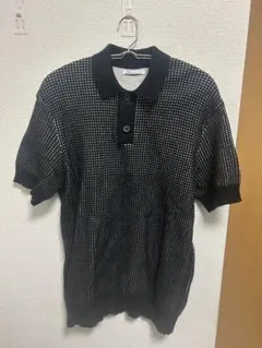 ZARA ドット柄 半袖ポロシャツ 黒