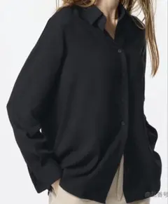 【新品・未使用/タグ有】UNIQLO レーヨンブラウス ブラック レディースL