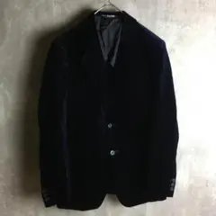 【ジャケット】テーラードジャケット ベロア 背抜き ワンカラー 紺 メンズ