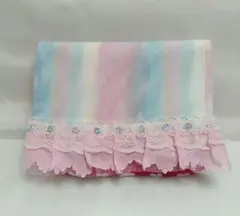 ★移動ポケット★ハンドメイド　レインボーカラー　ハート柄　ショッキングピンク