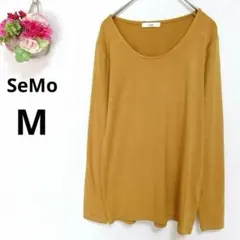 a4725 SeMo 長袖　からし色　ロンT カジュアル　レーヨン　古着　M