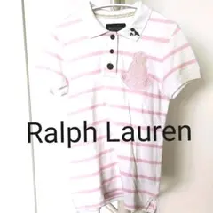 Ralph Laurenラルフローレンゴルフウェア 白×ピンクボーダービーズ刺繍