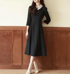 《新品》セゾンドパピヨン　付け襟2Way フレアワンピース