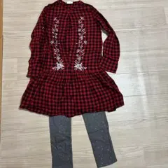 GAP KIDS 赤黒チェックワンピース XXLチュニック160