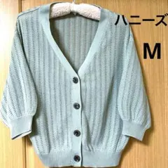 ハニーズ　透かし編みカーディガン　五分袖　Mのサムネイル