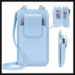 スマホショルダーバッグ レディース 財布付き スマホと財布が入るバッグ　ブルー