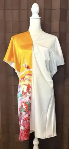 着物　リメイク　カフタン風　ワンピース