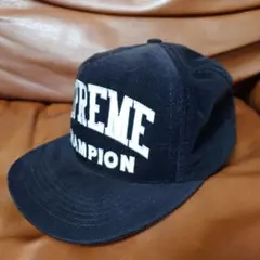 SUPREME✕ Champion コーデュロイキャップ 黒に近い濃いネイビー