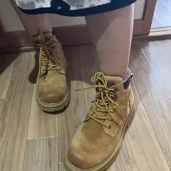 ベージュ スエード ハイカット ワークブーツ