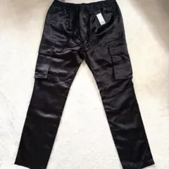 【新品タグ付・M】PRESTIGE APPAREL サテンカーゴパンツ 黒