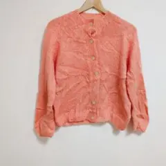 ✨️サーモンピンク ニット カーディガン 長袖 ボタン付き レディース トップス