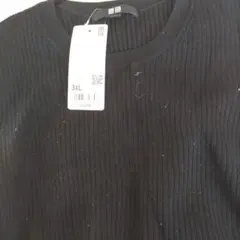 黒 3XL リブ編み 半袖Tシャツ