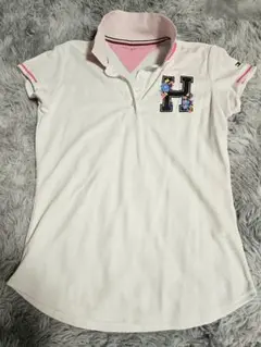 【極美品】トミーヒルフィガー ゴルフ ポロシャツ L 1回着用 花柄刺繍 白 L