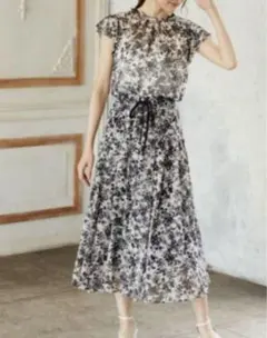 未使用】ANAYI ブーケプリントプリーツスカート ブルー 34 完売品