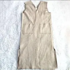 スピックアンドスパン リバー圧縮ワンピース ジャンパースカート ベージュ 洗える