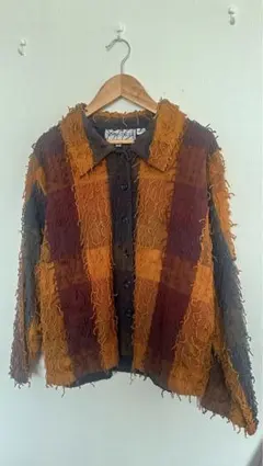 80s シャギーチェックシャツ　ジャケット