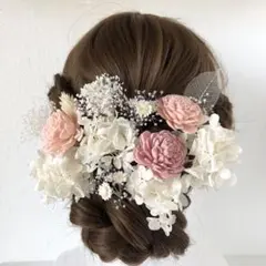 【TP】 ピンク　髪飾り　ドライフラワー　前撮り　結婚式　成人式　ドレス　振袖