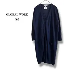 【GLOBAL WORK】フレンチリネンVネックロングカーディガン　ネイビー　Mのサムネイル