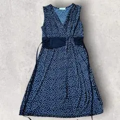 【お値下げ】FIFILLES Paris ブラック ドット柄 ノースリーブワンピのサムネイル
