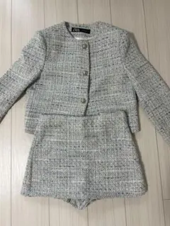 ZARA ツイード　セットアップ　水色