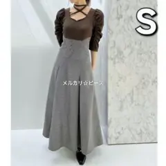 ダズリン ギャザースリーブワンピ S 秋 夏 ブラウン 大人ガーリー 量産