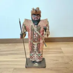 戦前〜昭和初期｜アイヌ民族｜刺繍衣装・槍持ち戦士像｜台座銘板付 古民藝 郷土人形 戦前〜昭和初期｜アイヌ民族｜刺繍衣装・槍持ち戦士像｜台座銘板付 古
