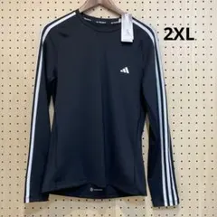 メンズテックフィットスリーストライプス長袖Tシャツ 2XL（HD3532）