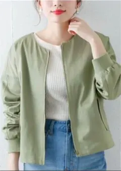 完売品アウター☆URBAN RESEARCH❤カーキ ノーカラーコクーンブルゾン