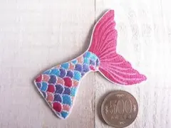 【即購入OK】 人魚のしっぽ　マーメイド　①　アイロンワッペン　アップリケ 青