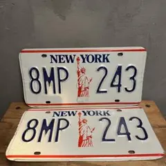 【8MP243】ニューヨーク州 ナンバープレート／同番号2枚セット